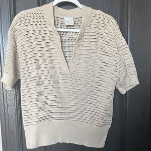 Varley Callie Cream Knit Top. Size medium